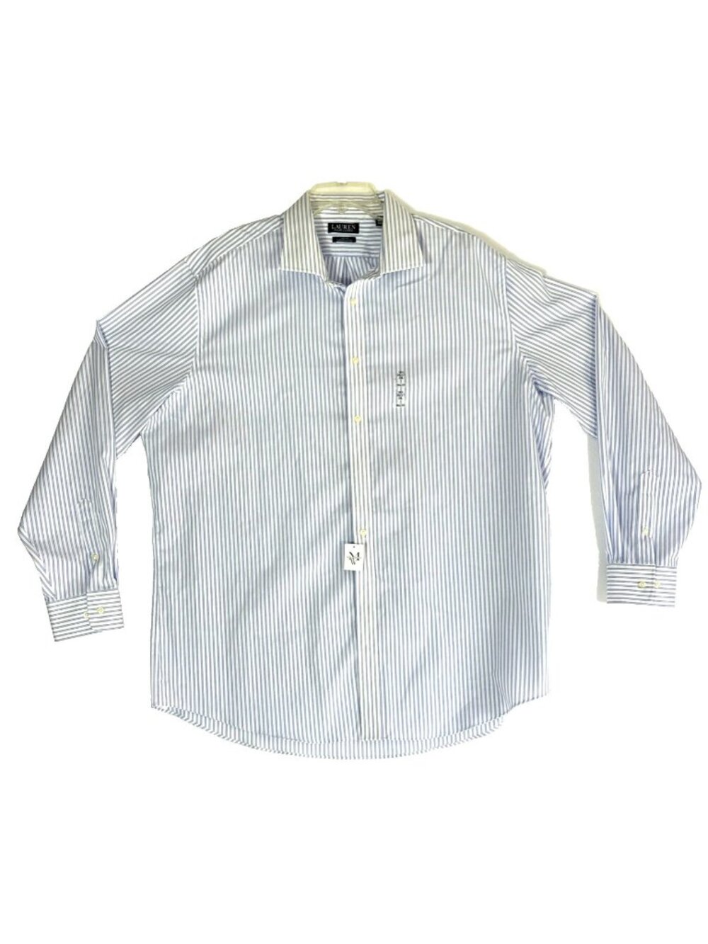 Ralph Lauren Button-Down Shirt White/Blue Stripe Size 18 1/2 36/37 2XL Tall Fit
